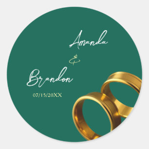 Adesivo Redondo Casamento Dourado Chic Emerald Green