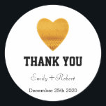 Adesivo Redondo Casamento Dourado Coração Moderno Faux Foil Obriga<br><div class="desc">Este é o Dourado Casamento de Coração Moderno Faux. Obrigado Envelope Seal Clássico Round Sticker.</div>