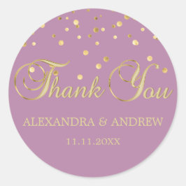 Adesivo Redondo Casamento Dourado de Elegante MAUVE VIOLET, obriga