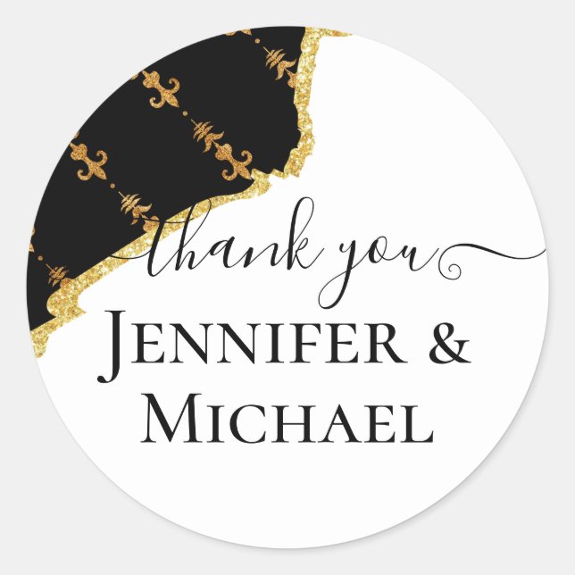 Adesivo Redondo Casamento Dourado de Fleur De Lys, sublime (Frente)