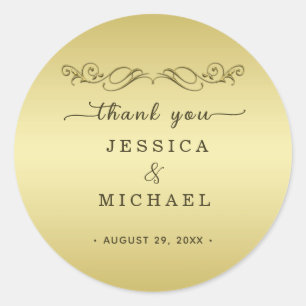 Adesivo Redondo Casamento Dourado de luxo elegante