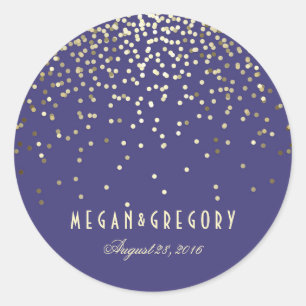 Adesivo Redondo Casamento Dourado do Marinho Confetti