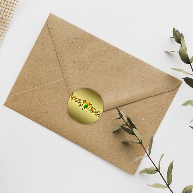 Adesivo Redondo Casamento Dourado e Emerald Jewel (Criador carregado)