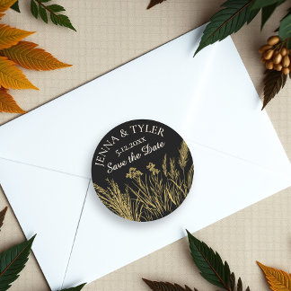 Adesivo Redondo Casamento Dourado e negro personalizado