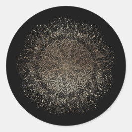 Adesivo Redondo Casamento Dourado e preto desenhado à mão branca