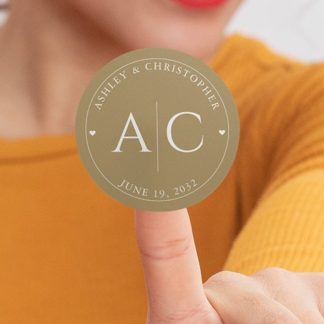 Adesivo Redondo Casamento Dourado Elegante (Criador carregado)