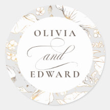 Casamento Dourado Elegante de Flores Selvagens des