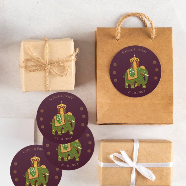 Adesivo Redondo Casamento Dourado Elegante Vermelho Mandala Indian (Elegant Vibrant Red Gold Mandala Indian Wedding Classic Round Sticker)