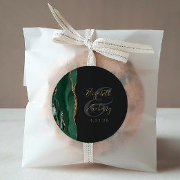 Adesivo Redondo Casamento Dourado Escuro Emerald Green - Escuro de