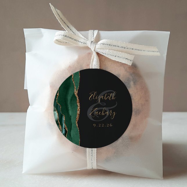 Adesivo Redondo Casamento Dourado Escuro Emerald Green - Escuro de (Criador carregado)