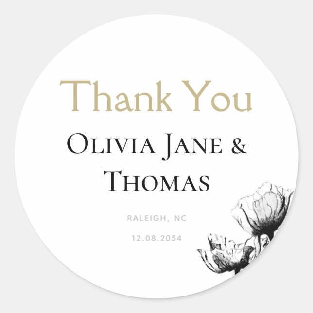 Adesivo Redondo Casamento Dourado Negro  Russo Elegante (Frente)