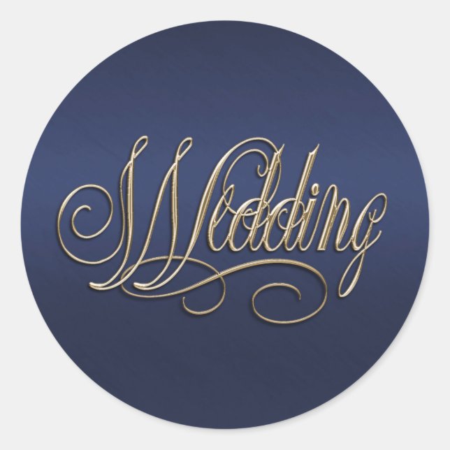 Adesivo Redondo Casamento Dourado no selo do envelope Marinho (Frente)