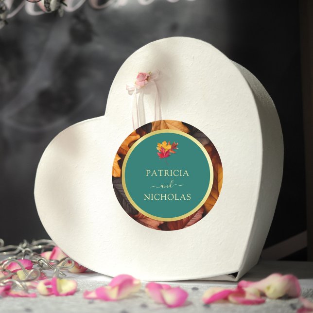 Adesivo Redondo Casamento Dourado Russo de Chá e Queda (Criador carregado)