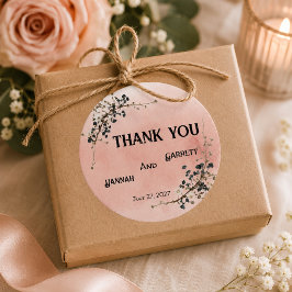 Adesivo Redondo Casamento Elegância Botânica Moderna