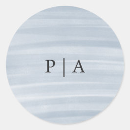 Adesivo Redondo Casamento Elegante Azul-Muted Chic Costeiro