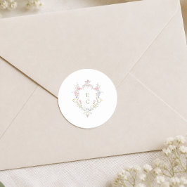 Adesivo Redondo Casamento Elegante Boho Crista Flor Silvestre Inic
