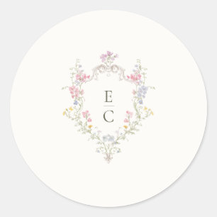 Adesivo Redondo Casamento Elegante Boho Flor Silvestre