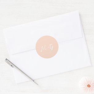 Adesivo Redondo Casamento Elegante Bold Script Peach