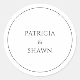 Adesivo Redondo Casamento Elegante Branco e Negro Simples