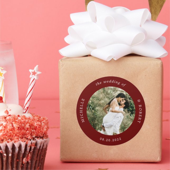 Adesivo Redondo casamento elegante com o monograma fotográfico (Festa)