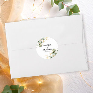 Adesivo Redondo Casamento Elegante com Verde e Dourado