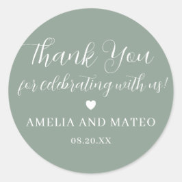 Adesivo Redondo Casamento Elegante Da Caligrafia Obrigado A Favor