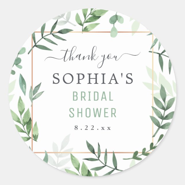 Adesivo Redondo Casamento Elegante De Aquarela chá de panela (Frente)