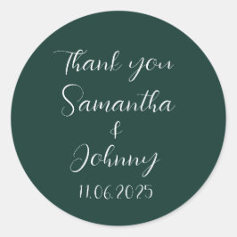 Adesivo Redondo Casamento Elegante de Casais de Caligrafia Verde E