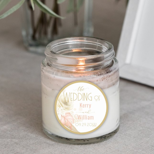 Adesivo Redondo Casamento Elegante de Cores Neutrais (Criador carregado)