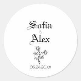 Adesivo Redondo Casamento elegante de rosa preto-gótico