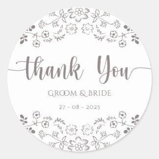 Adesivo Redondo Casamento Elegante design de rosa claro floral de