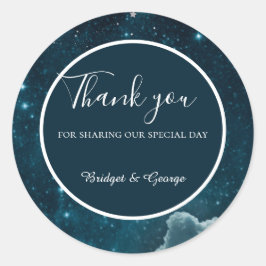 Adesivo Redondo casamento elegante do céu da galáxia azul