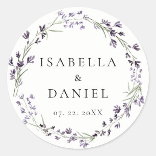 Adesivo Redondo Casamento Elegante e Chic com Aguarela Delicada de