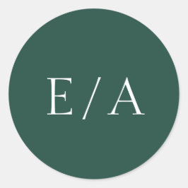 Adesivo Redondo Casamento Elegante Emerald Verde Mínimo Monograma