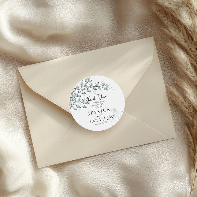 Adesivo Redondo Casamento Elegante Eucalyptus Greenery Boho (Criador carregado)