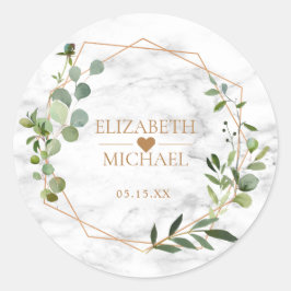 Adesivo Redondo Casamento Elegante Eucalyptus Marble Geométrico de