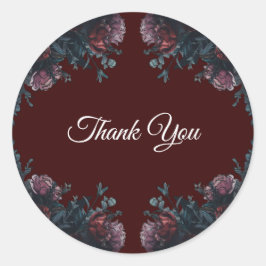 Adesivo Redondo Casamento Elegante Mauve Gothic da Maroon Escuro