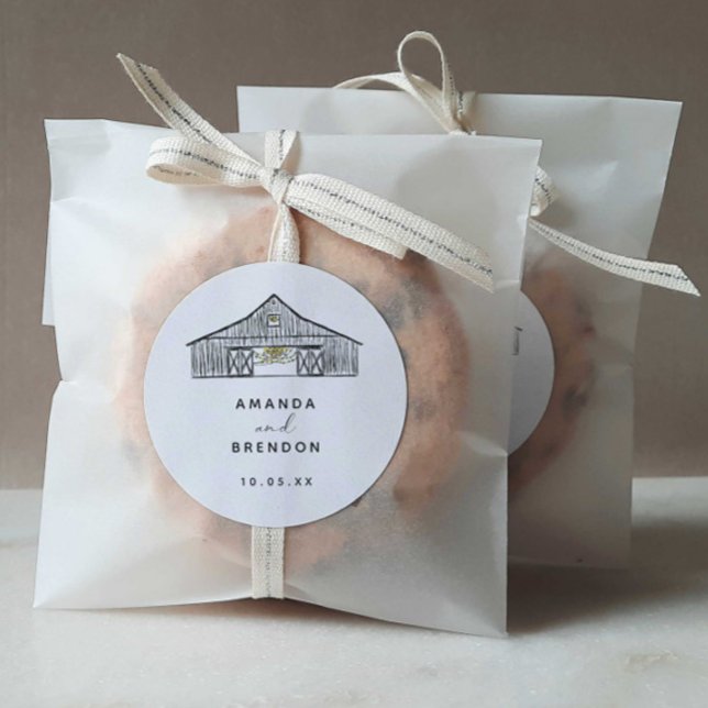 Adesivo Redondo Casamento Elegante Minimalista do Barn (Criador carregado)