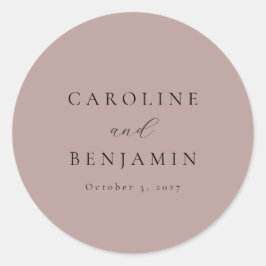 Adesivo Redondo Casamento Elegante Minimalista Dusty Mauve Calliog