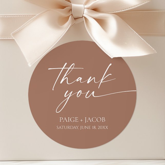 Adesivo Redondo Casamento Elegante Minimalista Moderno Mocha Mouss (Criador carregado)