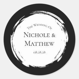 Adesivo Redondo Casamento Elegante Minimalista Negro e Branco