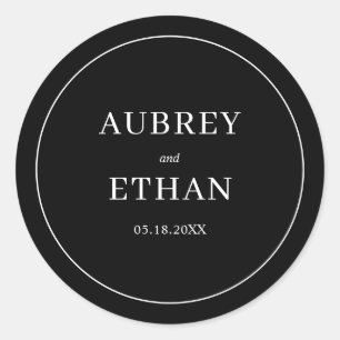 Adesivo Redondo Casamento Elegante Minimalista Simples