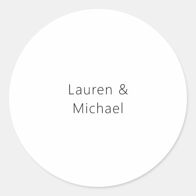 Adesivo Redondo Casamento Elegante Mínimo Branco Preto Preto (Frente)