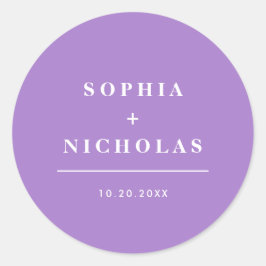 Adesivo Redondo Casamento Elegante Mínimo da Lavanda Moderna