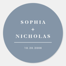 Adesivo Redondo Casamento Elegante Mínimo de Azul Moderno