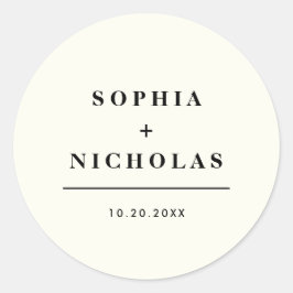 Adesivo Redondo Casamento Elegante Mínimo de Ivory Moderno