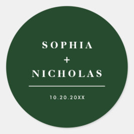 Adesivo Redondo Casamento Elegante Mínimo Elegante Moderno Emerald