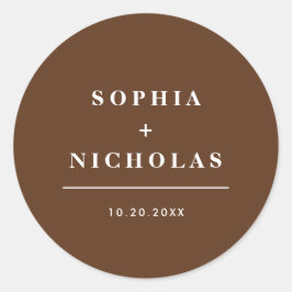 Adesivo Redondo Casamento Elegante Mínimo Escuro Moderno
