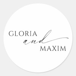 Adesivo Redondo Casamento Elegante Mínimo Moderno Negro e Branco