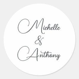 Adesivo Redondo Casamento Elegante Mínimo Preto e Branco